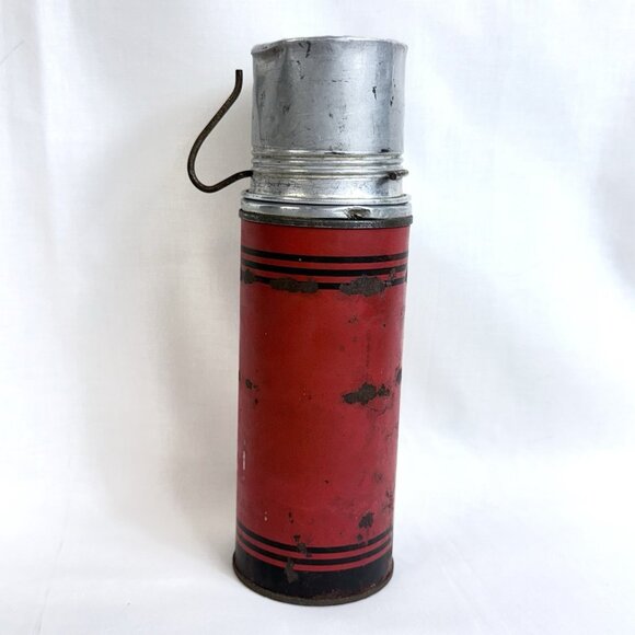 Rare 8.5" Icy-Hot Thermos Vacuum Bottle w/ Cork Stopper & Metal Cup 1950s - Picture 1 of 11